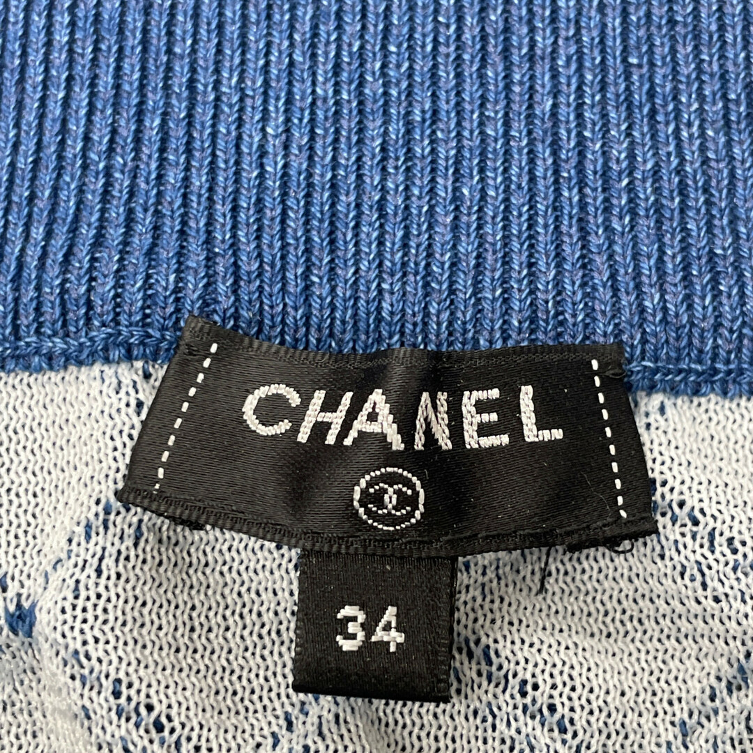 CHANEL - シャネル ブルー ココマーク ニットスカート P63048 34 CHANEL - シャネル ブルー ココマーク ニットスカート P63048 34