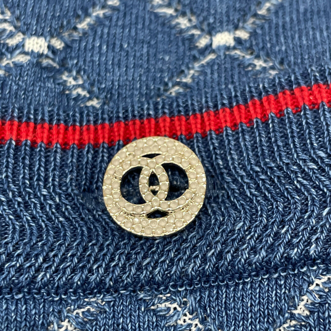 CHANEL - シャネル ブルー ココマーク ニットスカート P63048 34 CHANEL - シャネル ブルー ココマーク ニットスカート P63048 34