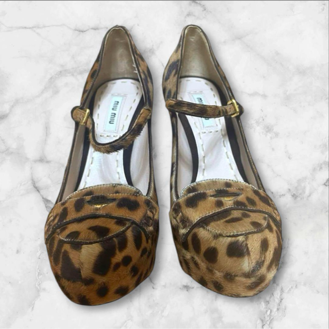 MIU MIU - 良品 MIUMIU ハラコレザー レオパード 豹柄 アニマル MIU MIU - 良品 MIUMIU ハラコレザー レオパード 豹柄 アニマル