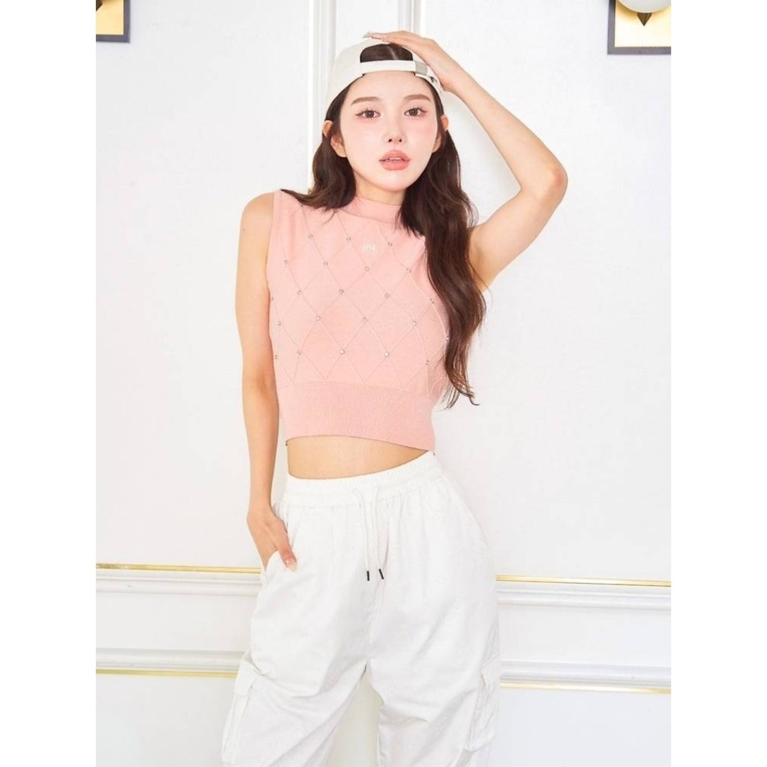Darich - ダーリッチ ストーンダイヤニットトップス ピンクの Darich - ダーリッチ ストーンダイヤニットトップス ピンクの