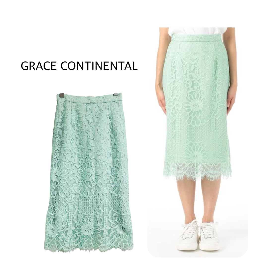 GRACE CONTINENTAL - GRACE CONTINENTAL フラワーレーススカート GRACE CONTINENTAL - GRACE CONTINENTAL フラワーレーススカート