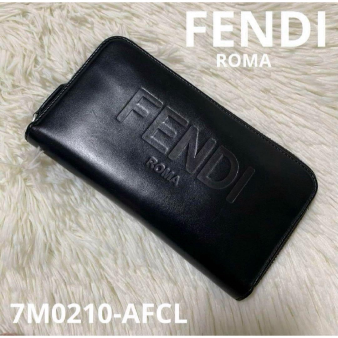 FENDI - FENDI ROMA フェンディ 長財布 ロゴ型押し ビックロゴ FENDI - FENDI ROMA フェンディ 長財布 ロゴ型押し ビックロゴ