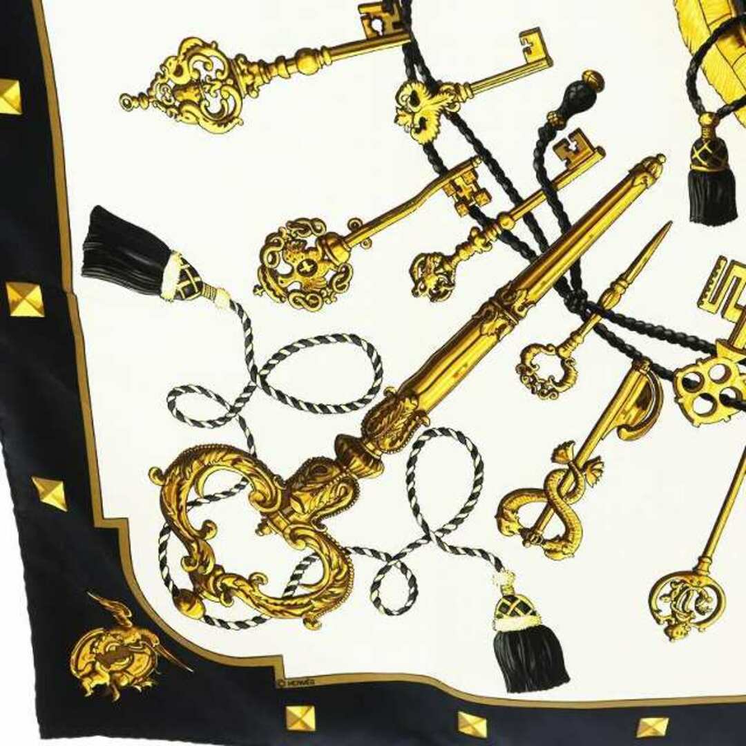 HERMES - エルメス カレ90 LES CLES スカーフ 鍵柄 黄 イエロー HERMES - エルメス カレ90 LES CLES スカーフ 鍵柄 黄 イエロー