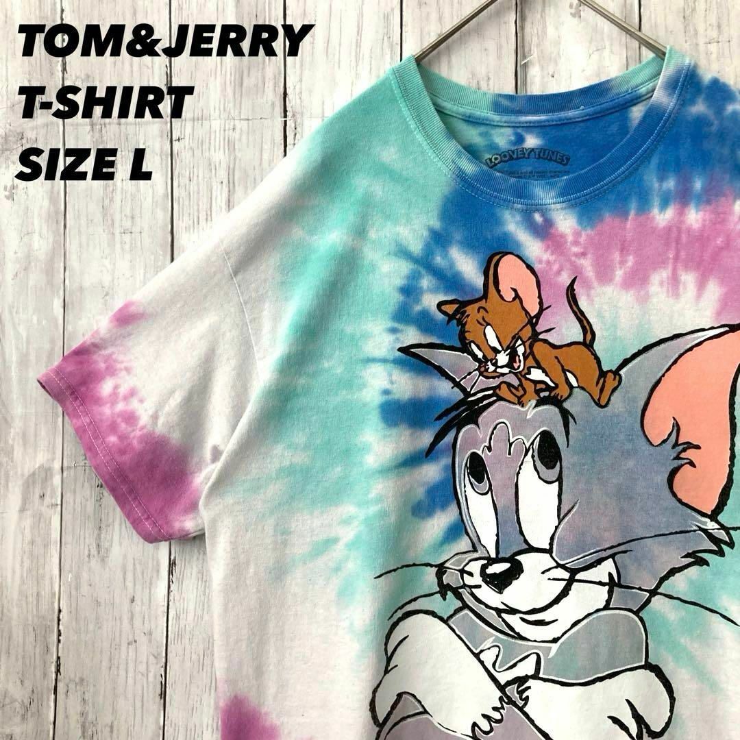 トムとジェリー　タイダイ染めプリントTシャツ　サイズL アメリカ古着キャラクター メンズのトップス(Tシャツ/カットソー(半袖/袖なし))の商品写真