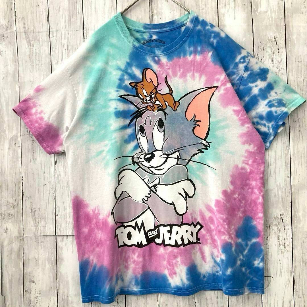 トムとジェリー　タイダイ染めプリントTシャツ　サイズL アメリカ古着キャラクター メンズのトップス(Tシャツ/カットソー(半袖/袖なし))の商品写真