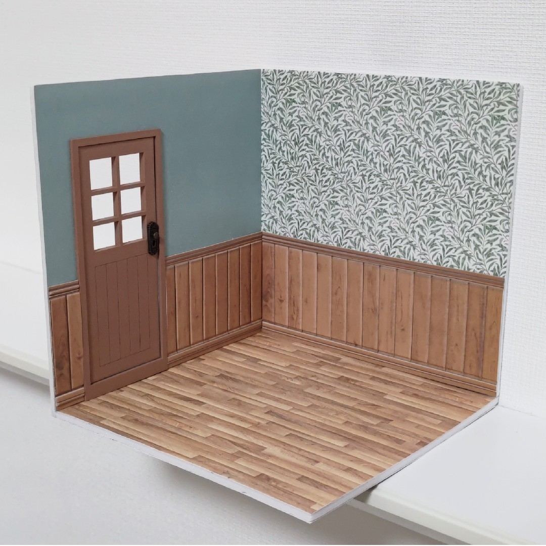 1点限定 ドールハウス 背景ボード グリーン ハンドメイド 新品の 1点限定 ドールハウス 背景ボード グリーン ハンドメイド 新品の