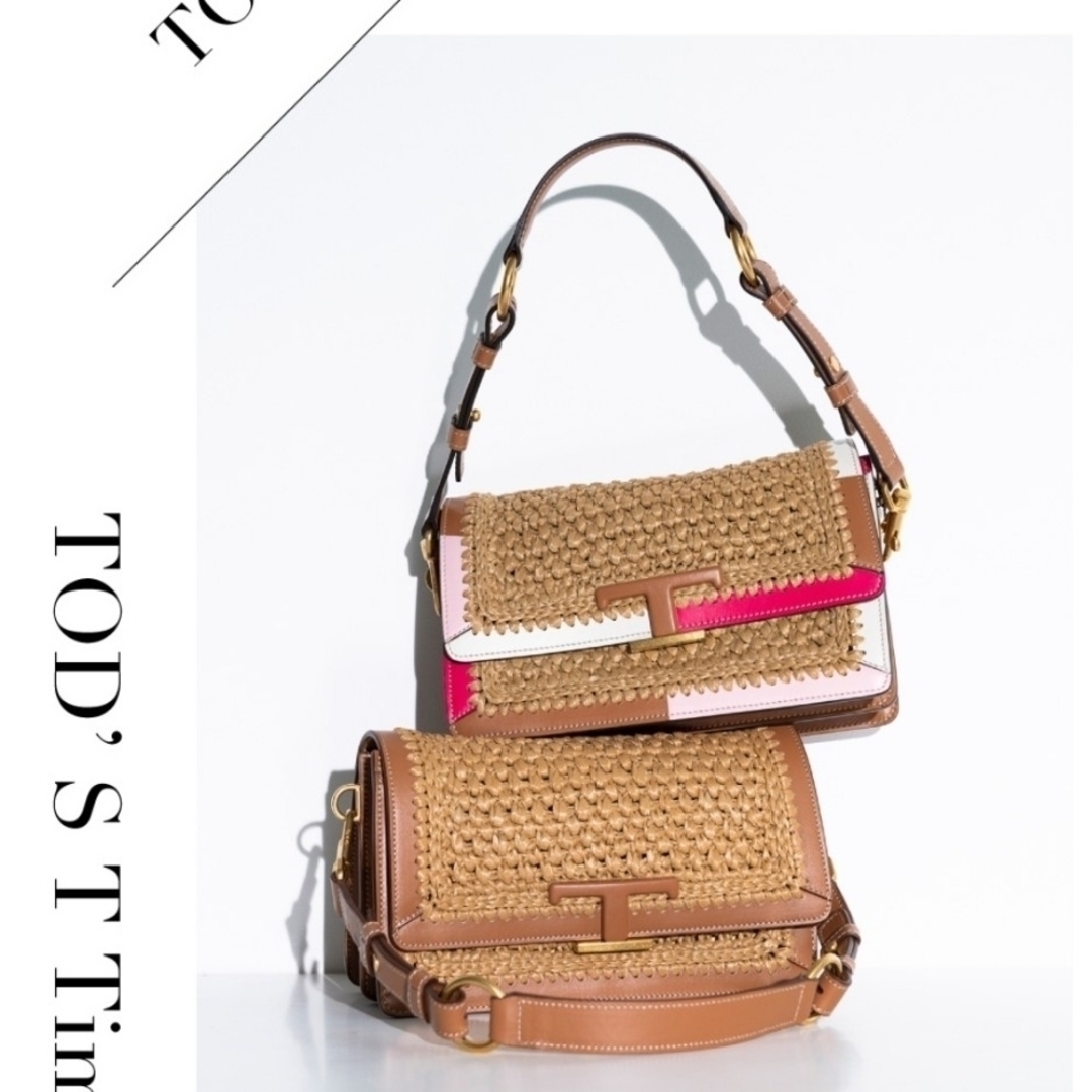 TOD'S - 極美品【トッズ】T タイムレス ラフィア クロスボディ TOD'S - 極美品【トッズ】T タイムレス ラフィア クロスボディ