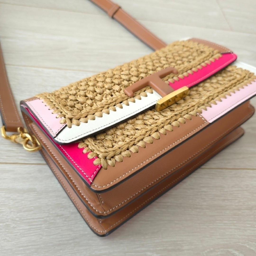 TOD'S - 極美品【トッズ】T タイムレス ラフィア クロスボディ TOD'S - 極美品【トッズ】T タイムレス ラフィア クロスボディ