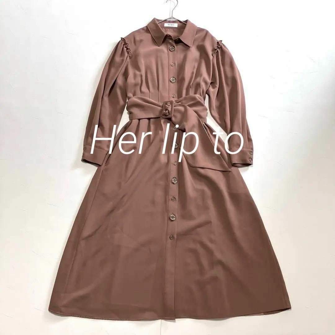 Her lip to - Her lip to ベルト付きフリルシャツワンピース Sの Her lip to - Her lip to ベルト付きフリルシャツワンピース Sの