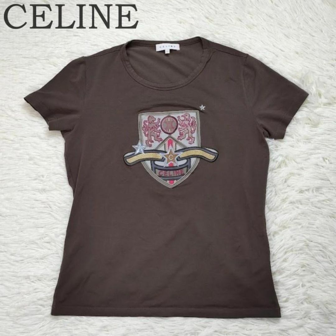CELINE - CELINE セリーヌ 半袖 Tシャツ L ロゴ トリオンフ 刺繍 CELINE - CELINE セリーヌ 半袖 Tシャツ L ロゴ トリオンフ 刺繍