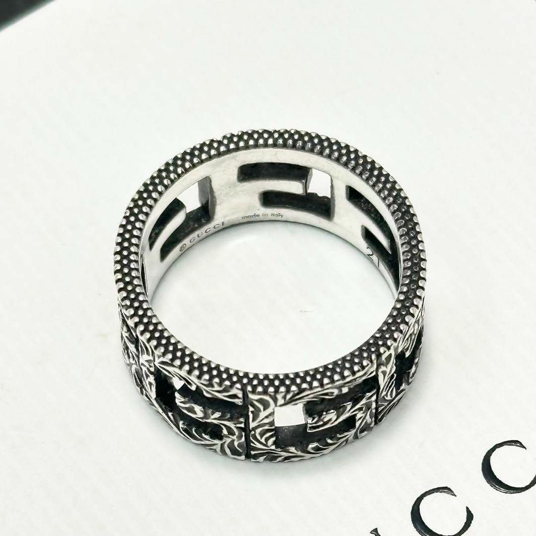 GUCCI スクエアG アラベスク　ワイドリング　シルバー　925 21号 GUCCI スクエアG アラベスク ワイドリング シルバー 925 21号