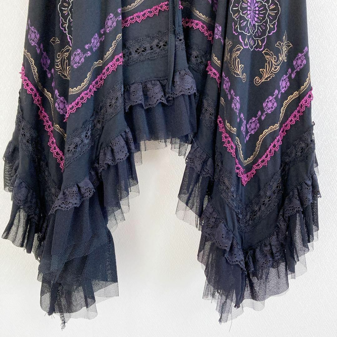 OZZON - OZZ ONESTE 和柄 スカート 刺繍 レース 黒 OZZON - OZZ ONESTE 和柄 スカート 刺繍 レース 黒