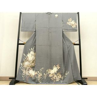 平和屋着物■訪問着　手描き　牡丹花文　金銀彩　正絹　逸品　BAAS0013yt(着物)
