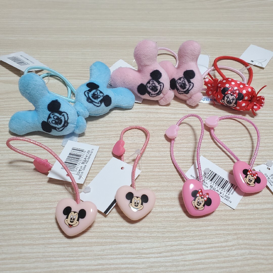 Disney(ディズニー)のディズニーリゾート ヘアゴム ミッキー ミニー バルーン お菓子 ハート レディースのヘアアクセサリー(ヘアゴム/シュシュ)の商品写真