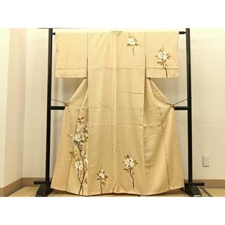 平和屋着物■訪問着　枝花文　たたき染め　正絹　逸品　BAAR8747hz(着物)