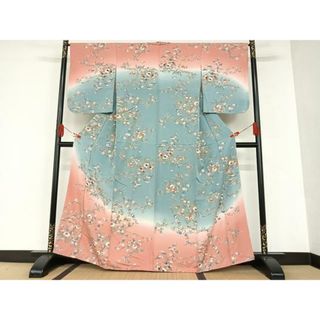 平和屋着物■訪問着　流水鴛鴦花文　松竹梅　暈し染め　金彩　正絹　逸品　AAAS6253zg(着物)