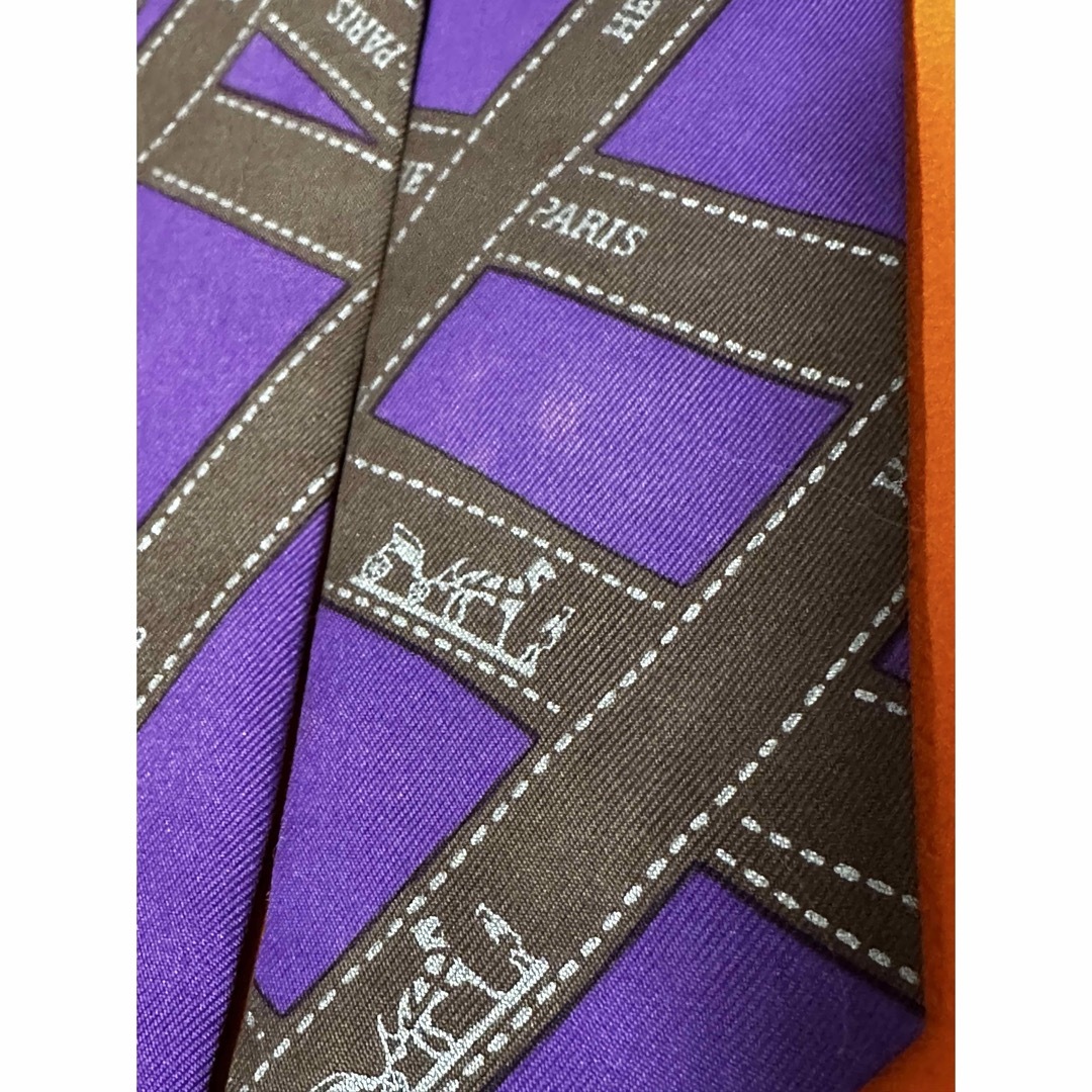HERMES - エルメス ボルデュック ツイリー リボン柄 パープル 紫 HERMES - エルメス ボルデュック ツイリー リボン柄 パープル 紫