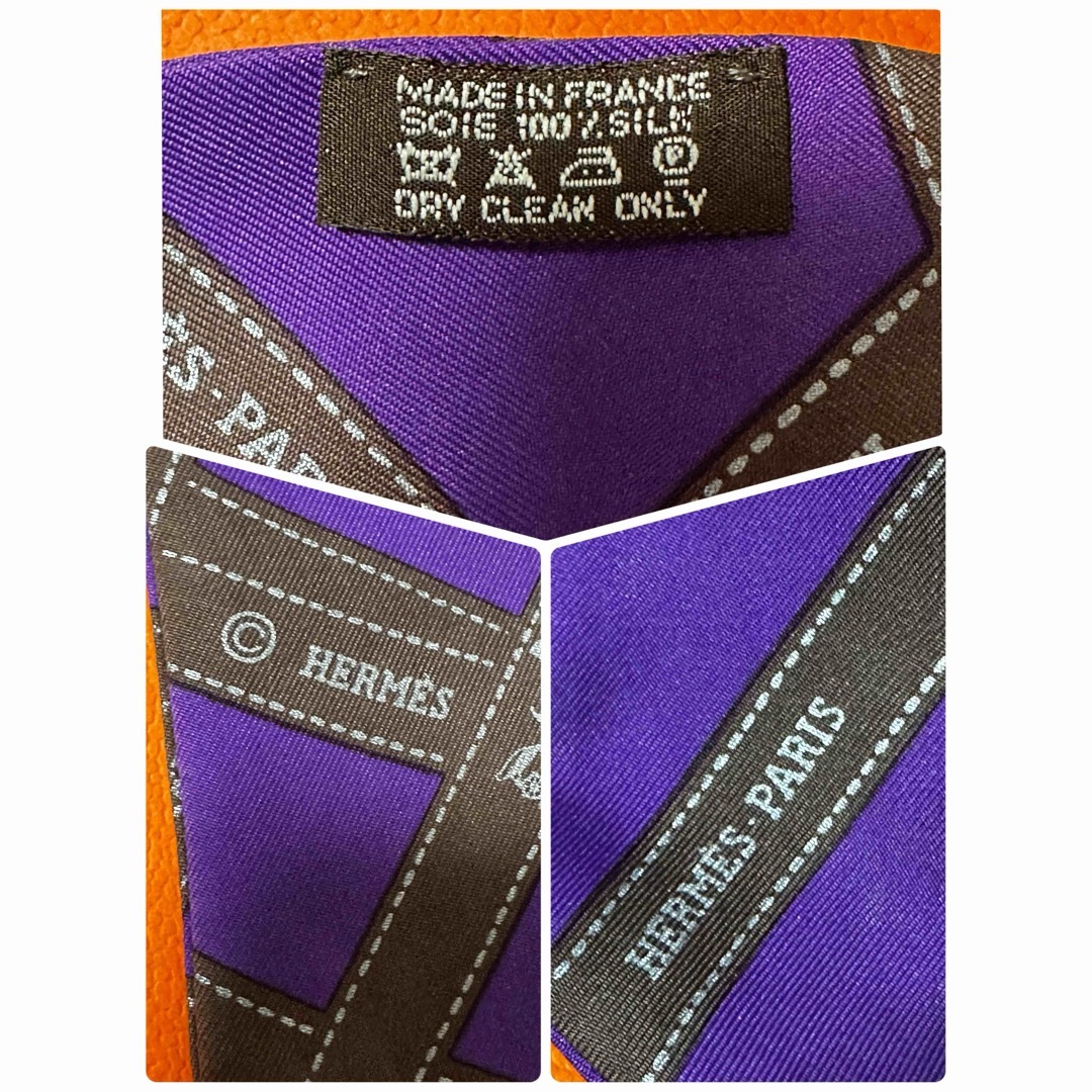 HERMES - エルメス ボルデュック ツイリー リボン柄 パープル 紫 HERMES - エルメス ボルデュック ツイリー リボン柄 パープル 紫