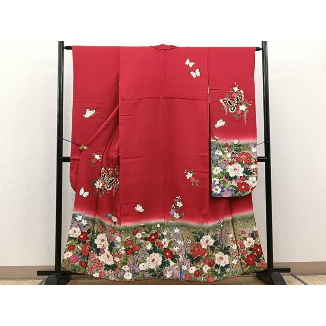 平和屋着物□豪華振袖 駒刺繍 花蝶文 暈し染め 金彩 正絹 逸品 平和屋着物□豪華振袖 駒刺繍 花蝶文 暈し染め 金彩 正絹 逸品