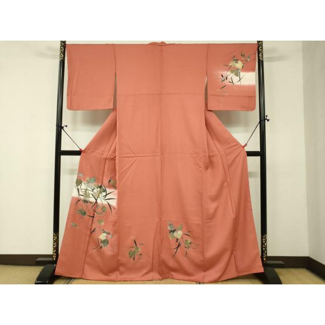 平和屋着物□訪問着 葡萄蔦の葉花文 暈し染め 金彩 ラメ 正絹 平和屋着物□訪問着 葡萄蔦の葉花文 暈し染め 金彩 ラメ 正絹