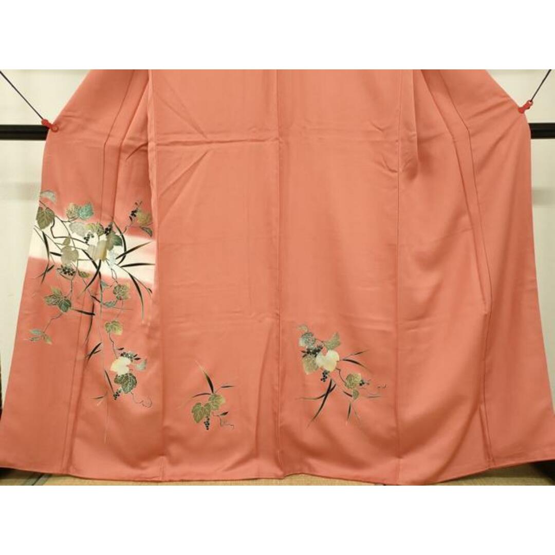 平和屋着物□訪問着 葡萄蔦の葉花文 暈し染め 金彩 ラメ 正絹 平和屋着物□訪問着 葡萄蔦の葉花文 暈し染め 金彩 ラメ 正絹