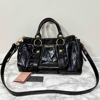 MIU MIU - 極美 miu miu vitello lux 2way bag blackの通販 by MIU MIU - 極美 miu miu vitello lux 2way bag blackの通販 by