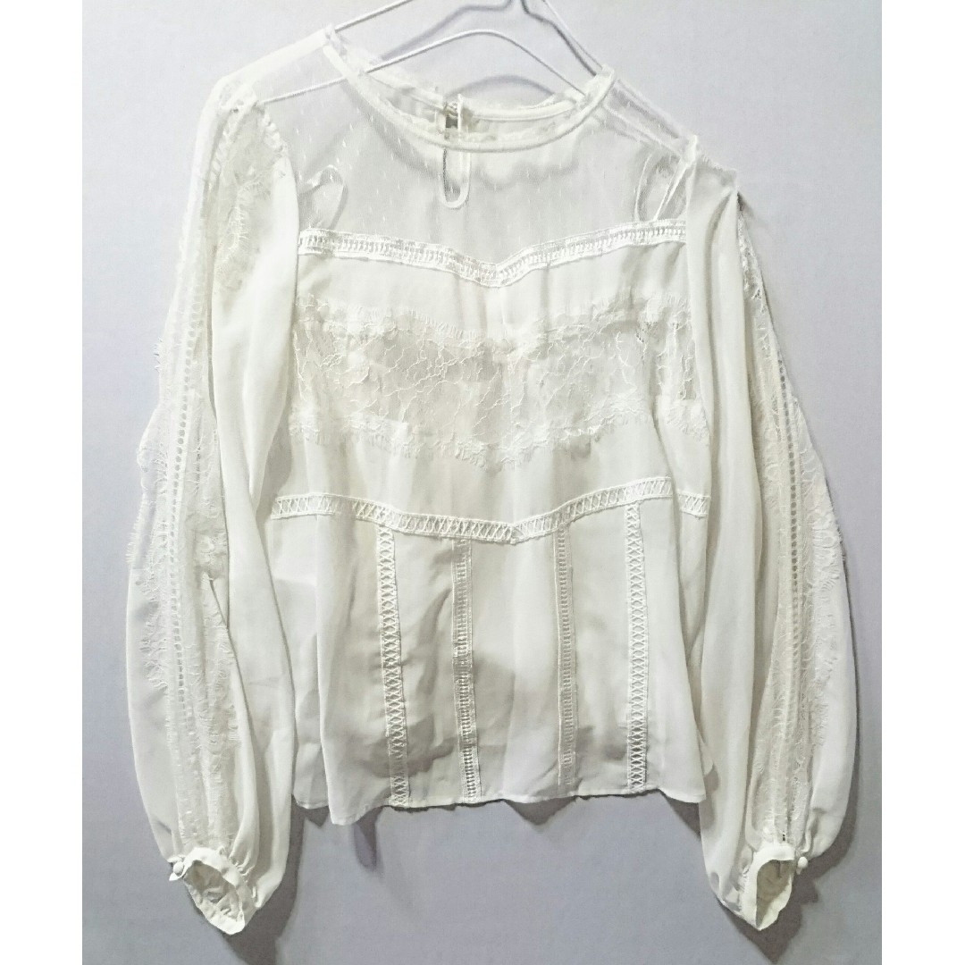 Ameri VINTAGE - 【アメリ】洗練☆ホワイトレース装飾シアー Ameri VINTAGE - 【アメリ】洗練☆ホワイトレース装飾シアー