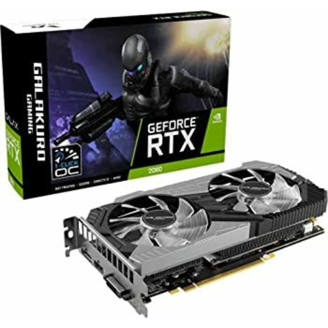 玄人志向 NVIDIA GeForce RTX2060 搭載 グラフィックボード GDDR6 12GB GALAKURO GAMINGモデル GG-RTX2060-E12GB/DF ブラック スマホ/家電/カメラのPC/タブレット(PCパーツ)の商品写真