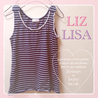 リズリサ(LIZ LISA)のLIZ LISA♡肩リボンボーダータンク(タンクトップ)