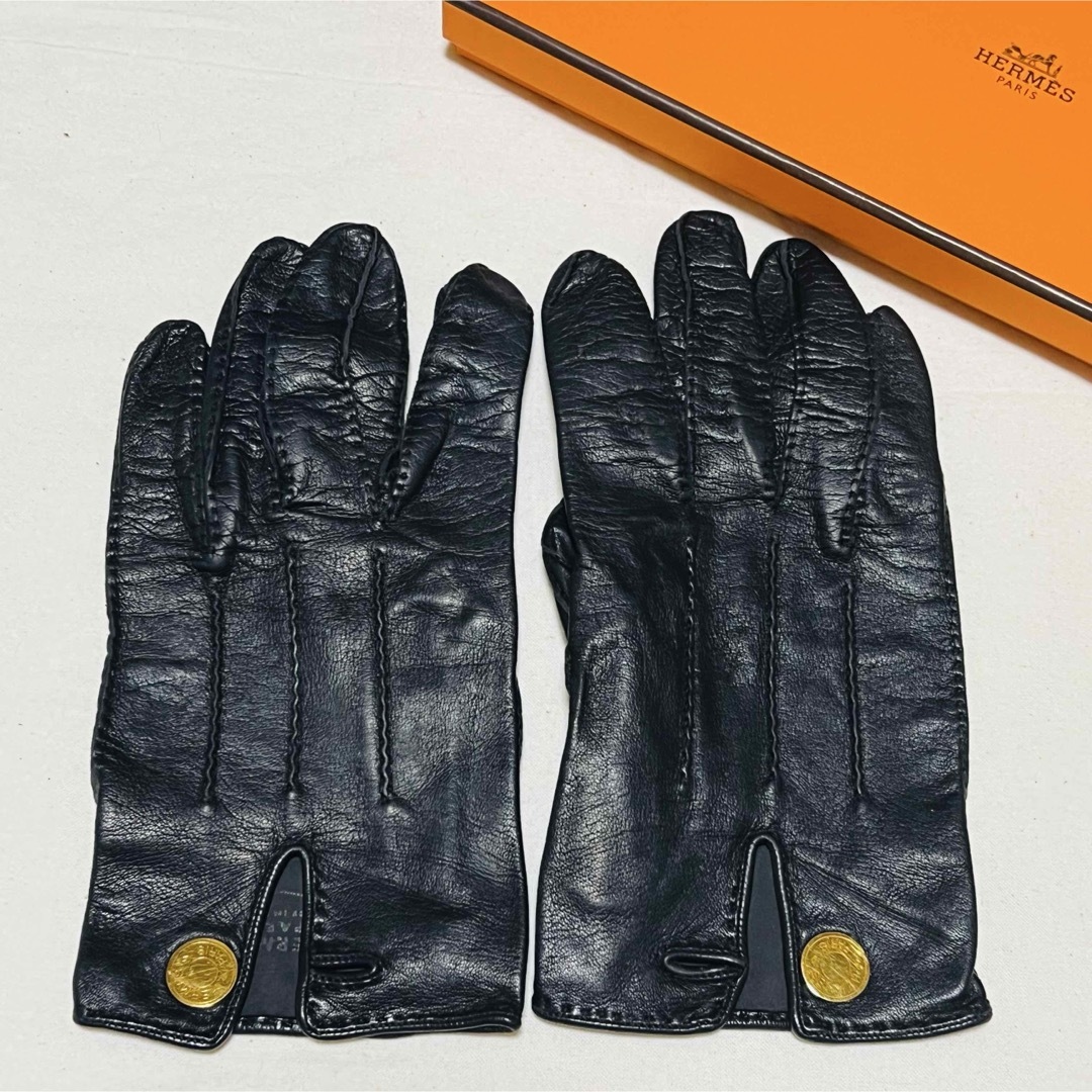 HERMES - HERMES エルメス セリエ グローブ レザー 黒 HERMES - HERMES エルメス セリエ グローブ レザー 黒
