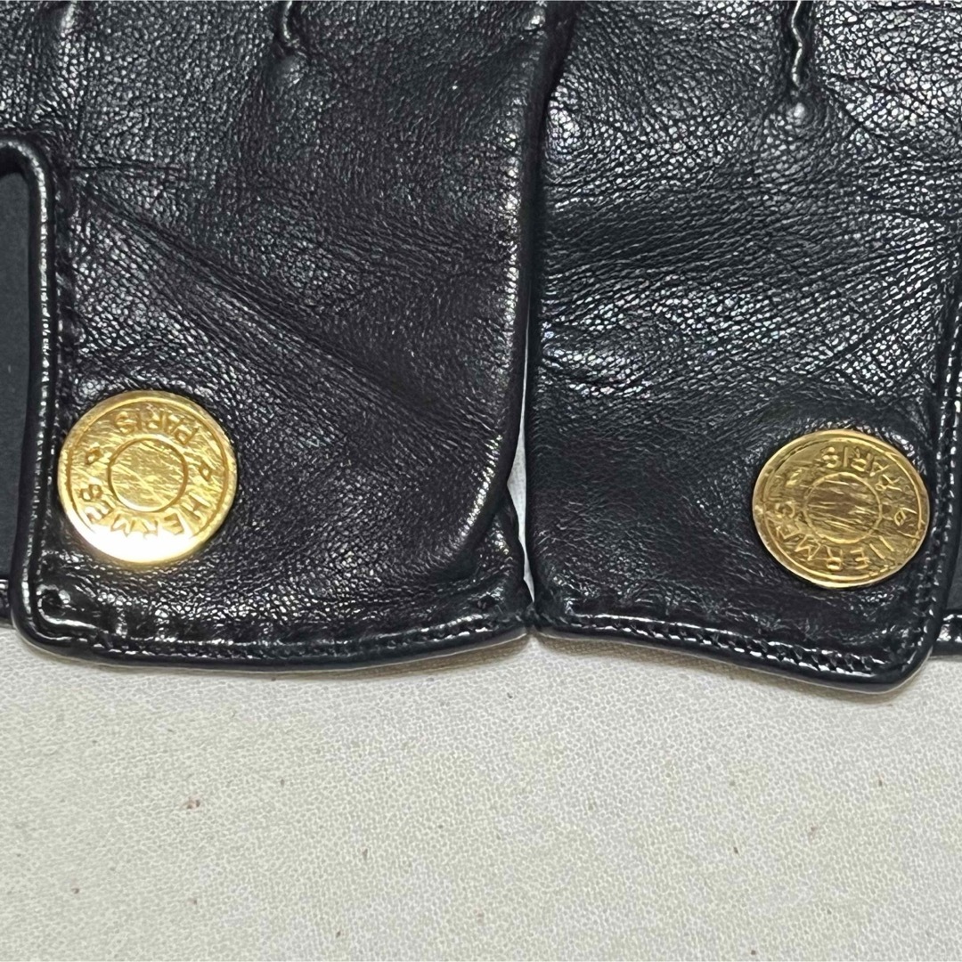 HERMES - HERMES エルメス セリエ グローブ レザー 黒 HERMES - HERMES エルメス セリエ グローブ レザー 黒