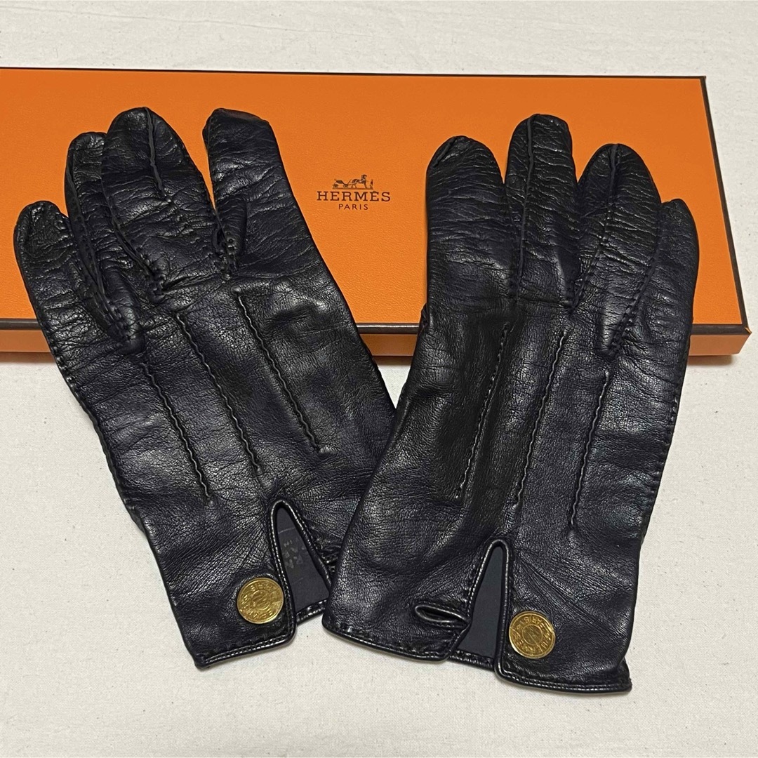 HERMES - HERMES エルメス セリエ グローブ レザー 黒 HERMES - HERMES エルメス セリエ グローブ レザー 黒