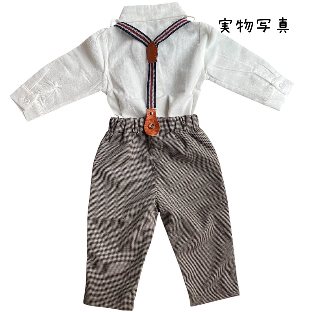 90 子供服 フォーマルスーツ 蝶ネクタイ キッズ 男の子 スーツ 卒入園 キッズ/ベビー/マタニティのキッズ服男の子用(90cm~)(ドレス/フォーマル)の商品写真