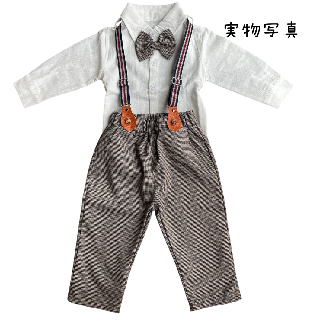 90 子供服 フォーマルスーツ 蝶ネクタイ キッズ 男の子 スーツ 卒入園 キッズ/ベビー/マタニティのキッズ服男の子用(90cm~)(ドレス/フォーマル)の商品写真