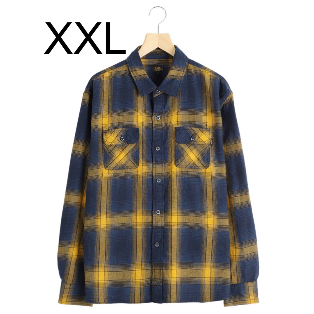 RATS - XXLサイズ rats cotton linen チェックシャツ キムタクの RATS - XXLサイズ rats cotton linen チェックシャツ キムタクの