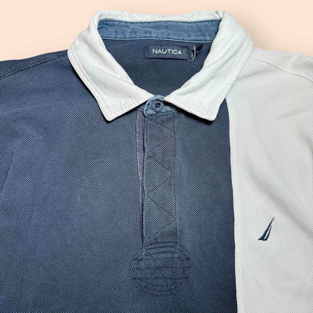 NAUTICA - ノーティカ 長袖 ラガーシャツ 刺繍ロゴ 袖刺繍 XL NAUTICA - ノーティカ 長袖 ラガーシャツ 刺繍ロゴ 袖刺繍 XL