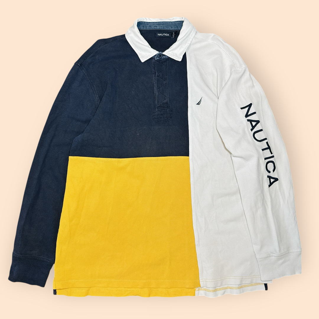 NAUTICA - ノーティカ 長袖 ラガーシャツ 刺繍ロゴ 袖刺繍 XL NAUTICA - ノーティカ 長袖 ラガーシャツ 刺繍ロゴ 袖刺繍 XL
