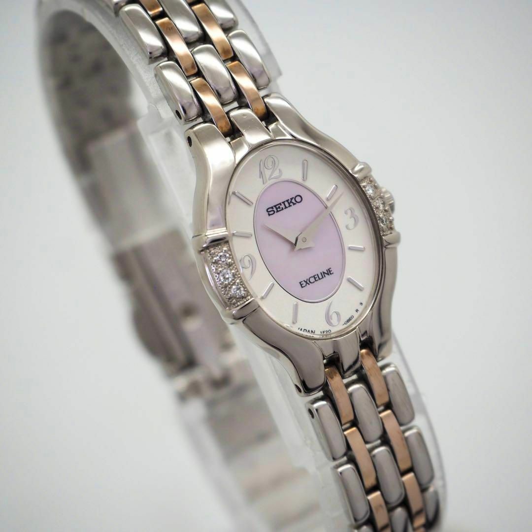 SEIKO - 572 SEIKO エクセリーヌ 箱付き ダイヤベゼル オーバル SEIKO - 572 SEIKO エクセリーヌ 箱付き ダイヤベゼル オーバル