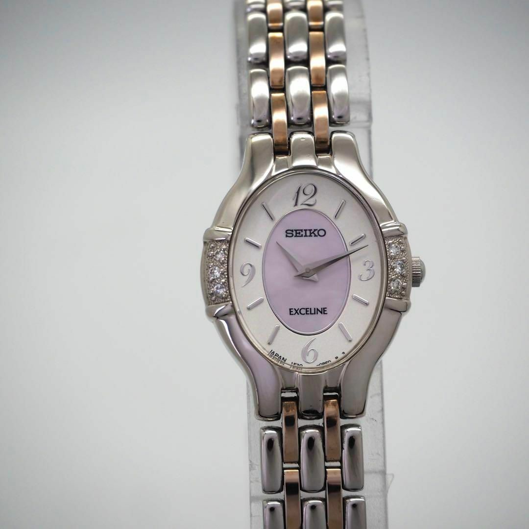 SEIKO - 572 SEIKO エクセリーヌ 箱付き ダイヤベゼル オーバル SEIKO - 572 SEIKO エクセリーヌ 箱付き ダイヤベゼル オーバル