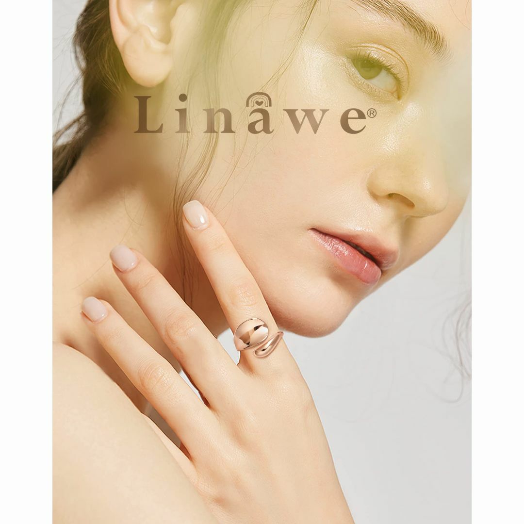 【在庫セール】[Linawe] リング 指輪 レディース、ゴールド、ピンクゴール レディースのアクセサリー(その他)の商品写真
