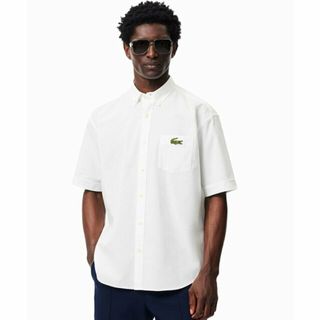 ラコステ(LACOSTE)の【ホワイト】ウォッシュドオックスフォード半袖ボタンダウンシャツ(その他)