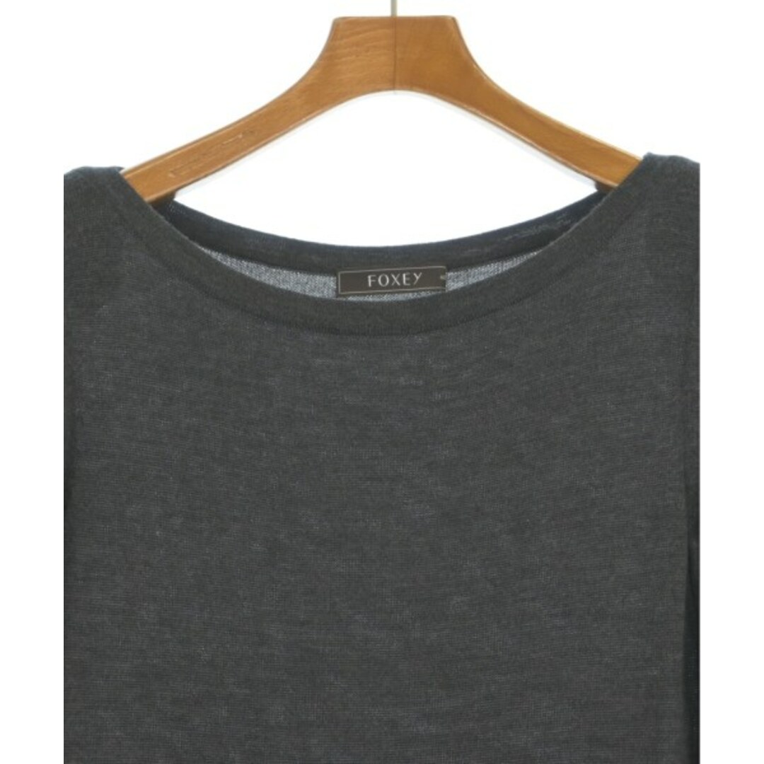FOXEY - FOXEY フォクシー ワンピース 40(M位) グレーx黒 【古着 FOXEY - FOXEY フォクシー ワンピース 40(M位) グレーx黒 【古着