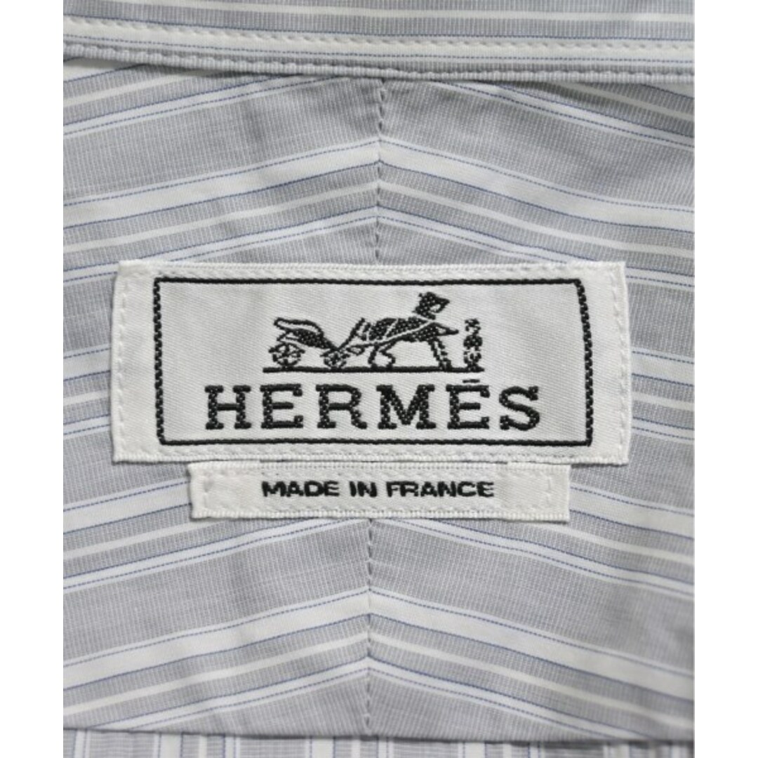 HERMES - HERMES カジュアルシャツ 40(L位) グレーx白x青等 HERMES - HERMES カジュアルシャツ 40(L位) グレーx白x青等