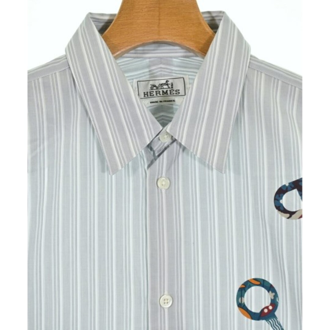 HERMES - HERMES カジュアルシャツ 40(L位) グレーx白x青等 HERMES - HERMES カジュアルシャツ 40(L位) グレーx白x青等
