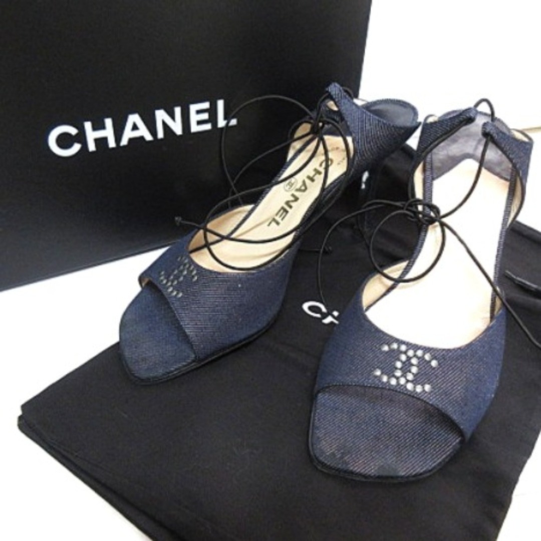 CHANEL - 良品 CHANEL シャネル デニム レースアップ ライン CHANEL - 良品 CHANEL シャネル デニム レースアップ ライン