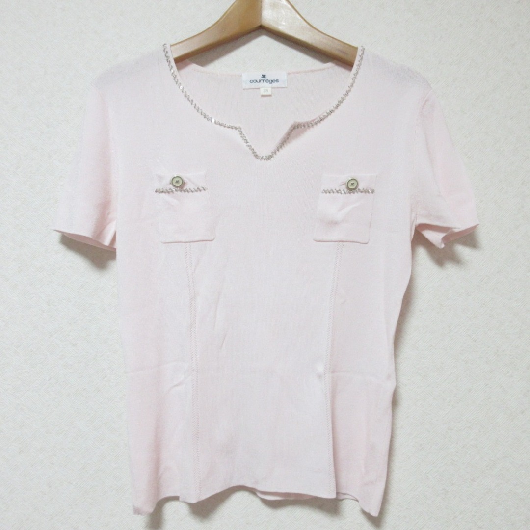 Courreges - 美品 courreges クレージュ ビーズ刺繡 クルー Courreges - 美品 courreges クレージュ ビーズ刺繡 クルー