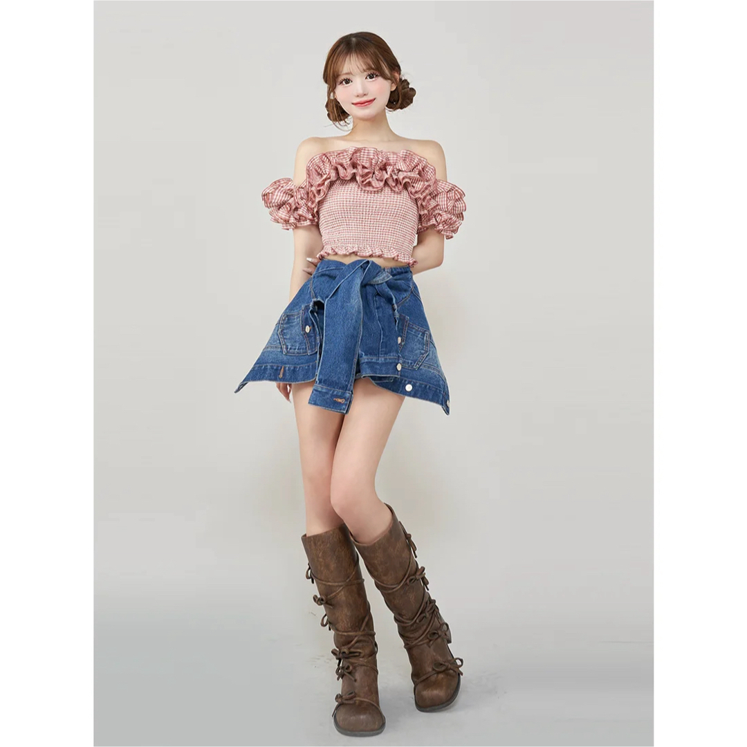 Darich - 新品タグ付き ダーリッチ ギンガムチェックオフショル Darich - 新品タグ付き ダーリッチ ギンガムチェックオフショル