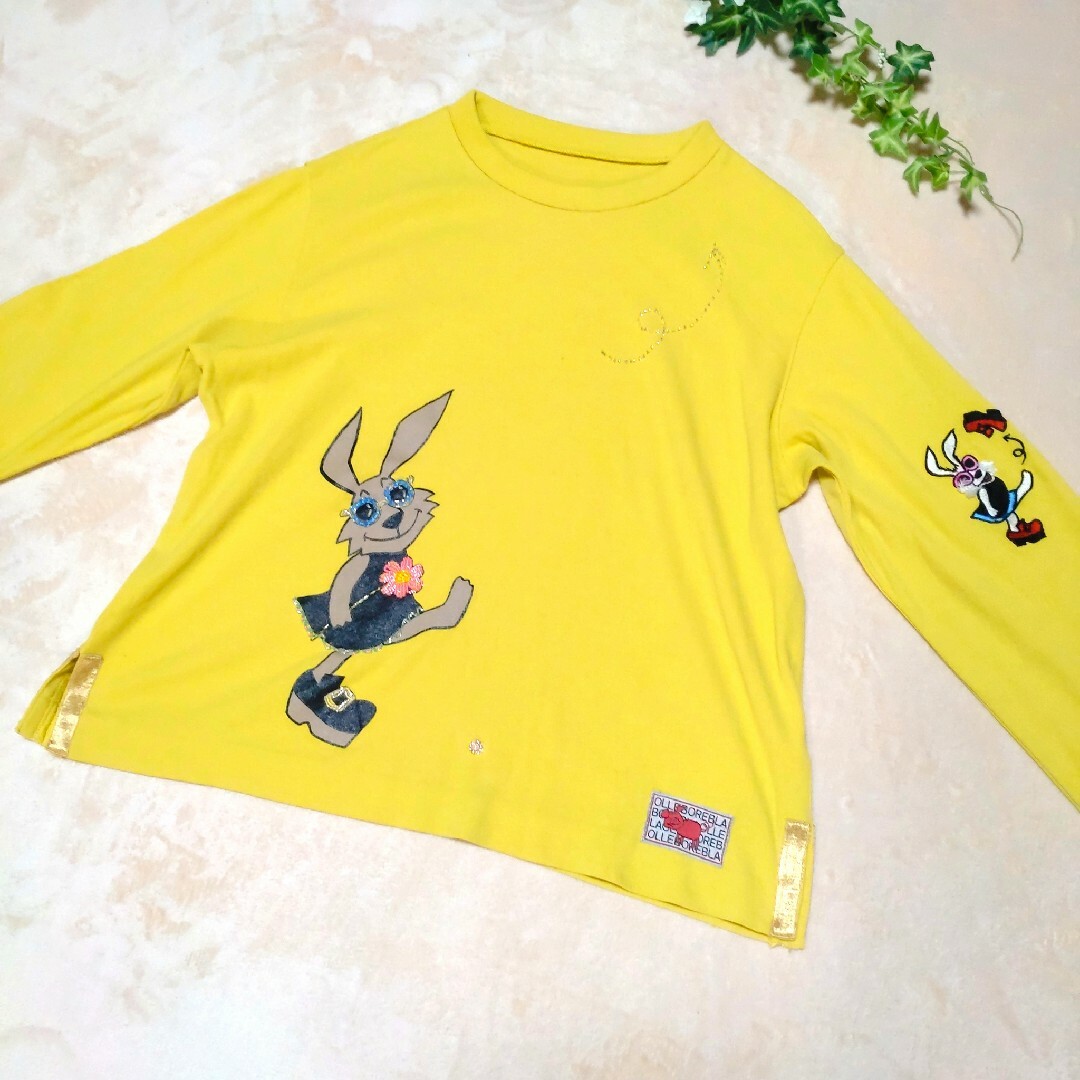 ALBEROBELLO - アルベロベロ うさぎさんビーズ刺繍 長袖 ALBEROBELLO - アルベロベロ うさぎさんビーズ刺繍 長袖