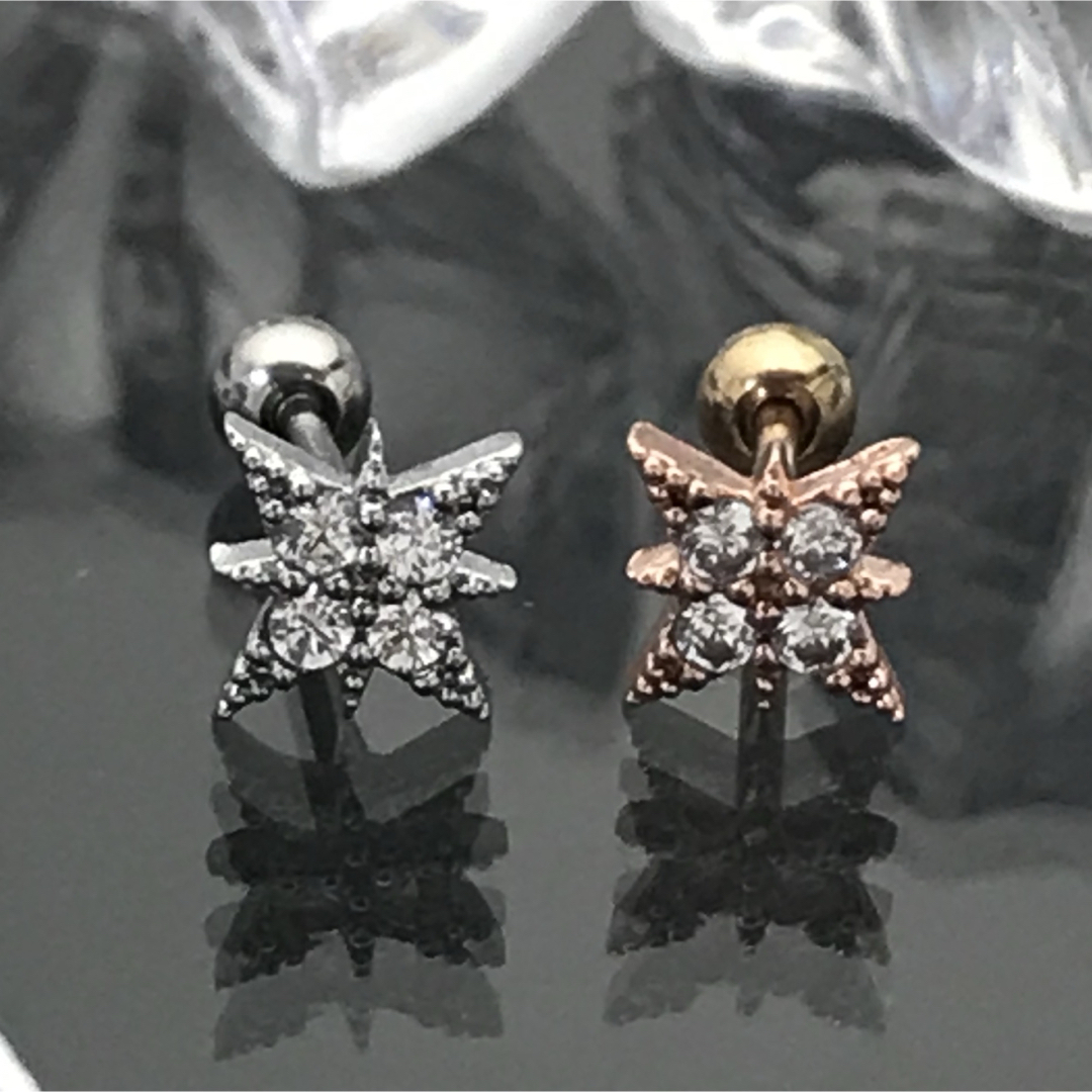 ①《P277／ピンクゴールド》20G6㎜♪czダイヤ♡ステンレス軟骨ピアス☆ レディースのアクセサリー(ピアス)の商品写真