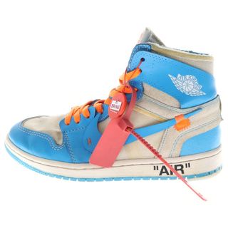 ナイキ(NIKE)のNIKE ナイキ ×OFF-WHITE AIR JORDAN 1 POWDER BLUE UNC AQ0818-148 オフホワイト エアジョーダン1 パウダーブルー ハイカットスニーカー ホワイト/ブルー US8/26.0cm(スニーカー)